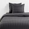 1000 Thread Count Damask Stripe 5 Piece Duvet Cover Set Oversized King Plus Size 120x128 Inch 100% Egyptian Cotton (1 Duvet Cover & 4 Pillow Shams) Zipper Closure & Corner Ties, Dark Grey Striped view 1