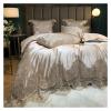 High End Luxury Wedding Cotton Lace Bedding Set Egyptian Cotton Duvet Cover Skin Friendly 4pcs Set,Bed view 2