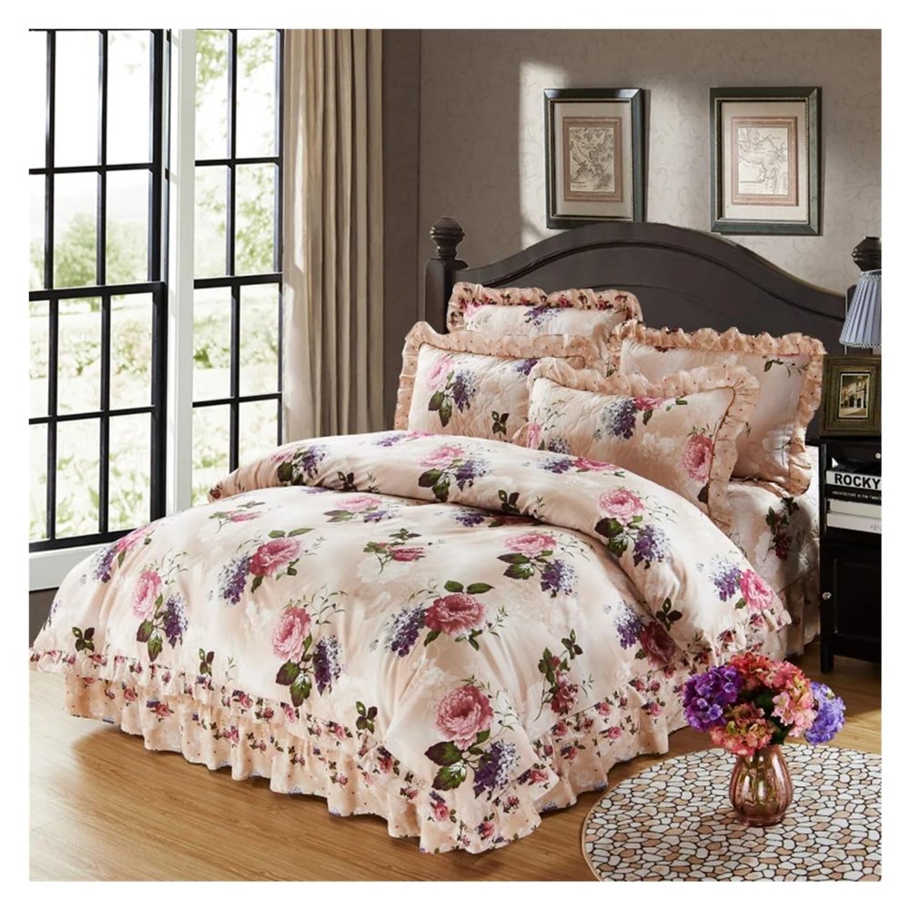 Cotton Soft Bedclothes Queen King Size Bedding Sets Quilted Thick Bed Spread Duvet Cover Bed Sheet Set Pillowcase 4/6Pcs,Bed