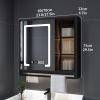 Led Mirror Medicine Cabinet Real-time Display,Solid Wood Multi-Layer Board,Bathroom Cabinet with Intelligent defogging Mirror,Bathroom Vanity Mirror with Towel Rack,Three-Tone Lighting view 2