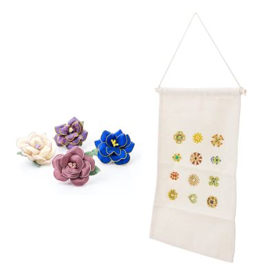 Brooch Storage Hanging Flag Multi Purpose Stylish Classic Pin Collection Organizers Banners for Home Office Dorm Collection Organizer M 45.5x27.3cm 30cm(wooden Stick) (1)