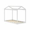 Max & Lily Twin Floor House Bed, Modern Solid Wood Low Bed Frame for Kids, Montessori Floor Bed for Bedroom, Playroom, Wooden Slats, White view 3