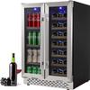 ChicHabitat 24" Dual Zone Wine Cooler and Beverage Refrigerator, Holds 55 Cans & 20 Bottles, Quiet Compressor, Glass Door, Blue/White LED, Under Counter Design for Home, Bedroom, and Kitchen view 3