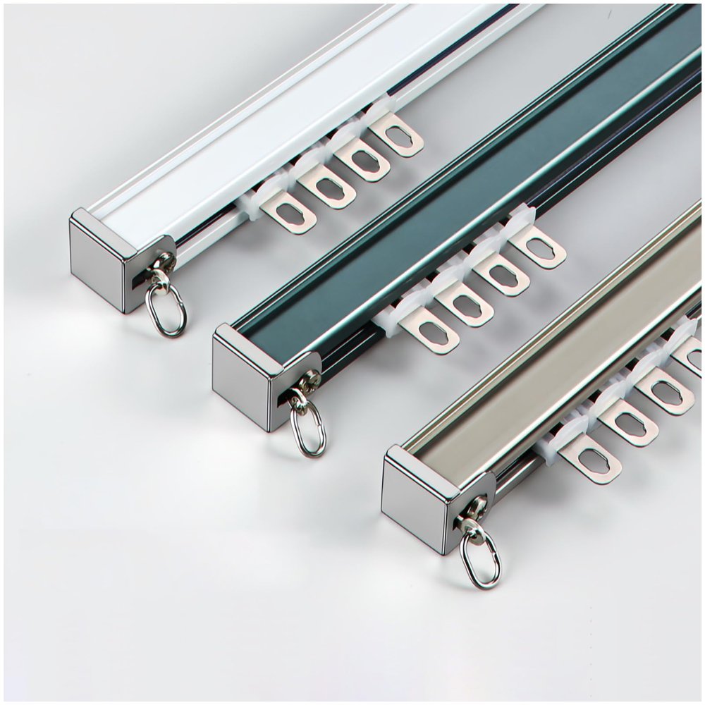 Heavy Duty Curtain Track, Curtain rods, Sliding Curtain Track, Sound Proof Curtains Track, with Mute Rollers, for Straight & Bay Window Rail Top Or Face Fix All Fixings(White,1.30m/4.26FT)