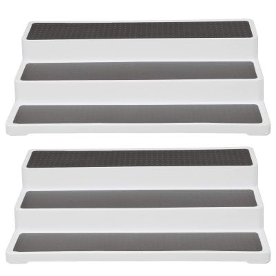 DriKou 2pcs Spice Rack,Three Layer Stepped Seasoning Rack Modern Design Waterproof and Non Slip Kitchen Storage Rack for Storage Cabinets Or Kitchen Countertops
