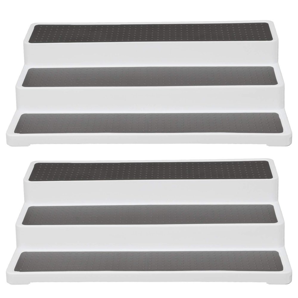 DriKou 2pcs Spice Rack,Three Layer Stepped Seasoning Rack Modern Design Waterproof and Non Slip Kitchen Storage Rack for Storage Cabinets Or Kitchen Countertops
