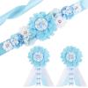 Diartpaint Blue Bow Maternity Sash Belt and Pins Set, Bows Floral Belly Belt Mom and Dad to Be Corsage Pins for Baby Shower Gender Reveal Party Favors, Bow Themed Pregnancy Photo Props Keepsake view 1