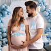 Diartpaint Blue Bow Maternity Sash Belt and Pins Set, Bows Floral Belly Belt Mom and Dad to Be Corsage Pins for Baby Shower Gender Reveal Party Favors, Bow Themed Pregnancy Photo Props Keepsake view 4