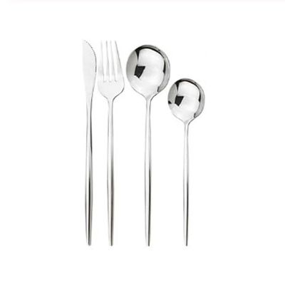 4/16/24/32/40/48 Pieces White Silver Stainless Steel Tableware Dessert Spoon Tableware Set Steak Knife Set Knife Fork Spoon Portable Tableware(Gold,4Set-16Pcs)