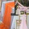 Pearl Table Runner Wedding Decor:Tulle Tablecloth Pearl Embellished Sheer Table Cloth Runners for Bridal Shower Party Engagement Arch Veil Lace Decorations (Orange, 1pcs 150x150cm(59x59inch)) view 4