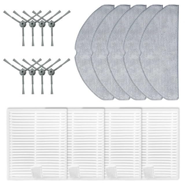 17Pcs/Set Side Brush HEPA Filter Mop Cloth Vacuum Cleaner Accessories.Compatible For Honiture V8 Pro