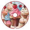 Christmas Tree Skirt,Cupcakes and Ice Cream Print Christmas Tree Mat,Xmas Soft Cover Mat Decor for Holiday Party Ornaments view 1