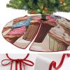 Christmas Tree Skirt,Cupcakes and Ice Cream Print Christmas Tree Mat,Xmas Soft Cover Mat Decor for Holiday Party Ornaments view 3