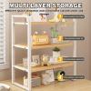 Bamboo and Metal Desk Shelf Organizer Storage Rack,Desktop Bookshelf 2/3 Layer,Adjustable Wood Desk Shelf Organizer,Multi-Purpose Home Office Desk Organizer,Suitable for office,kitchen,school, home. view 4