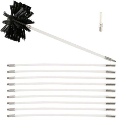 chimney sweep kit Chimney Cleaning Brush Kit,Duct Vent Cleaning Set Includes 15 Flexible Rods, 1 Brush Head, 1 X Hexagonal Bar Chimney Sweep Kit For Fireplace/Dryer Vent/Sewage Pipe/Fume Hood(9 Rods,4