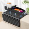 Joy&Grace Couch Cup Holder, 3-in-1 Magnetic Detachable Couch Arm Tray, Bamboo Sofa Armrest Table with Anti-Slip Pad, Sofa Armrest Tray Table (Black) view 1