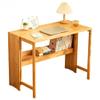 (Bamboo Folding Desk/L Office Computer Desk, Small Computer Table with Bookshelf Learning Computer Workstation and Writing Desk for Home Office Bedroom Small Spaces(Brown,83cm/32.6")") view 1