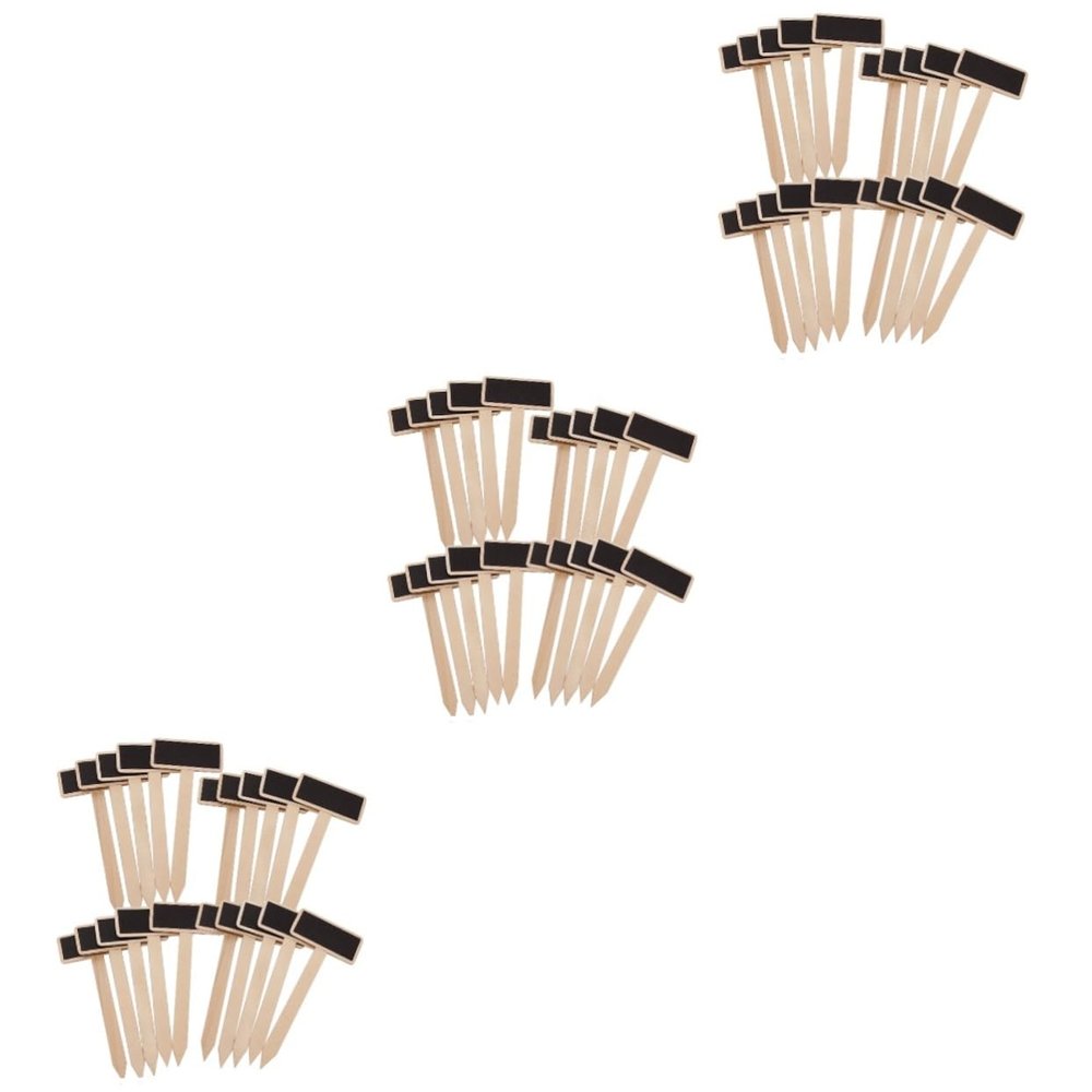 SECFOU 60pcs DIY Mini Wooden Blackboard Signs Garden Plant Labels Stick Chalkboard Decor for Garden Home