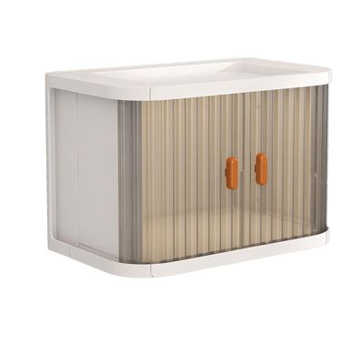 Aqur2020 Desktop Storage Box, Plastic Makeup Organizer Container Foldable Desktop Storage Box with Minimalist Design, Versatile Tissue Holder for Living Room (1 PCS (26.8x16.3x18.2cm))
