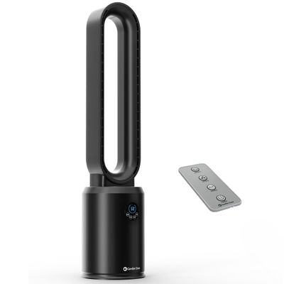 Comfort Zone 40-Inch Bladeless Tower Fan for Bedroom Quiet Standing Fan with Remote Control, 9H Timer & Wide Area Oscillation Turbocharged Airflow & Digital LED Display Black
