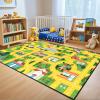 Car Rug Play Mat for Boys Girls Fun Yellow Road Rug for Bedroom Playroom, Fun Car Carpet for Room Decor City Carpet with Race Track, Street, Animal, 4.5x6 Feet view 1