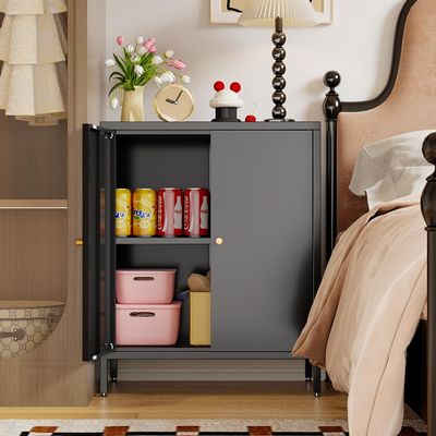 ZHISLUCK 2 Door Metal Accent Storage Cabinet-Locker Cabinet for Office Room,Garage-Metal Storage Cabinet with 1 Adjustable Shelves (Black)