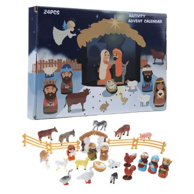 HYROOY Creative Nativity Set Countdown Calendar for Kids, Resin Material, Christmas Gift for Children and Teens Resin