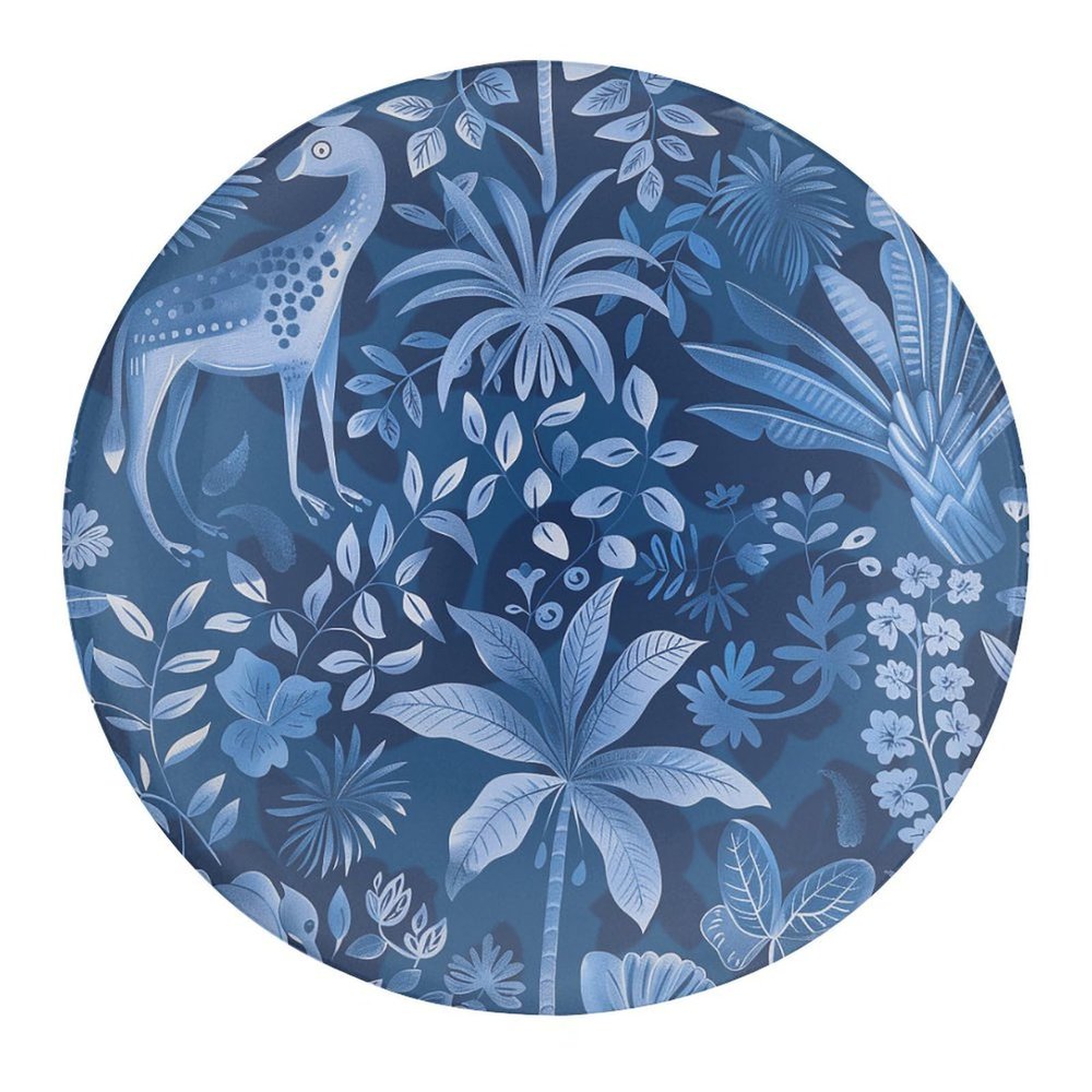 2 Pcs Glass Strong Fridge Magnets,Blue Animal Jungle Printed Round Magnets Refrigerator,Cool Funny Cute Refrigerator Decorative Magnets for Fridge Office Whiteboard Kitchen Cabinets Locker
