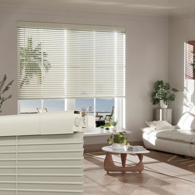 MoDanCeQ No Tools-No Drill Mini Blinds for Indoor Windows Cordless 1" Slat Blackout Aluminum Horizontal Window Blinds Waterproof for Office,Home,Door, Beige, 22.5" W x 39" H