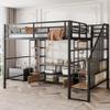 THINK 30 Full Size Metal Loft Bed Frame with Staircase,Low Storage Table and Storage Shelves, Multifunctional Study Loft Bed with Shelves & Stairway for Kids Boys Girls Teens (Black) view 3