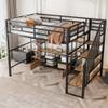 THINK 30 Full Size Metal Loft Bed Frame with Staircase,Low Storage Table and Storage Shelves, Multifunctional Study Loft Bed with Shelves & Stairway for Kids Boys Girls Teens (Black) view 4
