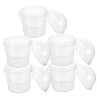 Ipetboom 5pcs Plastic Bucket with Lid, 750ml Snack Container