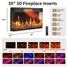 BREEZEHEAT Fireplace TV Stand for TVs up to 75", 3-Sided Electric Entertainment Center with 30" LED Fireplace, Media Console w/Storage Cabinet & Glass Doors, 65Inch, White view 2