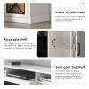 BREEZEHEAT Fireplace TV Stand for TVs up to 75", 3-Sided Electric Entertainment Center with 30" LED Fireplace, Media Console w/Storage Cabinet & Glass Doors, 65Inch, White view 4