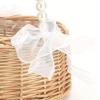 ChYoung Flower Girl Basket with Pearl Handle Decorative Rattan Basket for Flower Girl Wooden Bead Flower Girl Baskets with Liner Handmade Rustic Wicker Storage Baskets for Wedding Boho Home Decor view 3