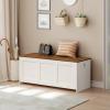HOOBRO Storage Bench, 47.2" Retro Wooden Storage Chest, Wooden Storage Trunk, Toy Chest with Lift Top, Multifunctional Entryway Organizer, for Entryway, Living Room, White and Walnut WH412CW01 view 4