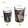 Bedroom Clothes Storage Basket with Handle Portable Storage Laundry Basket, Cowboy Black Hat Western Boots Round Single Layer Laundry Basket view 4