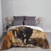 60 * 50 inch Soft Sofa Blanket for Sofa Camping Travel Night Cover, North American Bison Herd Soft Fleece Blanket view 4