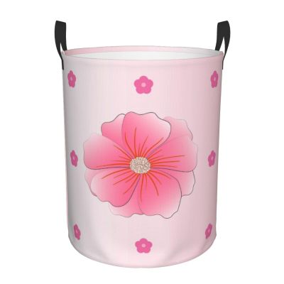 Bedroom Clothes Storage Basket with Handle Portable Storage Laundry Basket, Blooming carnations Round Single Layer Laundry Basket