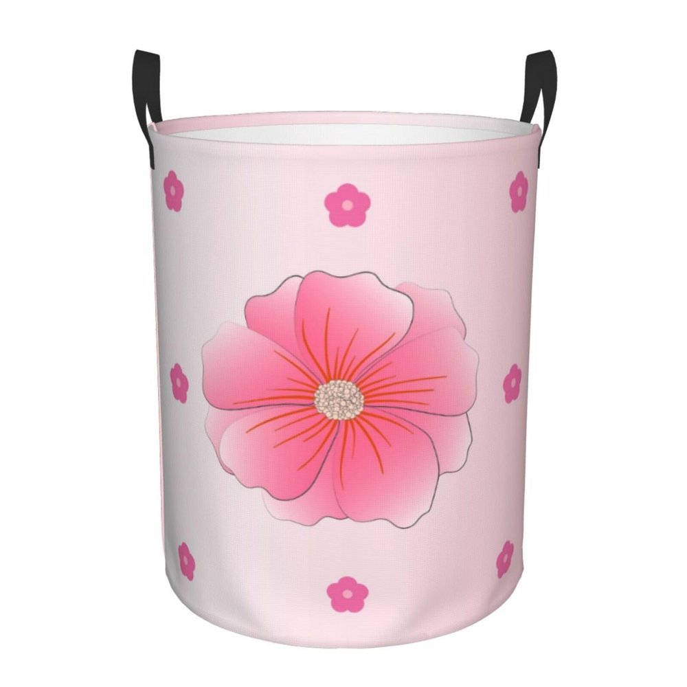 Bedroom Clothes Storage Basket with Handle Portable Storage Laundry Basket, Blooming carnations Round Single Layer Laundry Basket