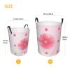 Bedroom Clothes Storage Basket with Handle Portable Storage Laundry Basket, Blooming carnations Round Single Layer Laundry Basket view 4