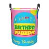Bedroom Clothes Storage Basket with Handle Portable Storage Laundry Basket, Happy Birthday Balloon Round Single Layer Laundry Basket view 1