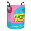 Bedroom Clothes Storage Basket with Handle Portable Storage Laundry Basket, Happy Birthday Balloon Round Single Layer Laundry Basket view 2