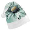 FHECVBN Adult Christmas Hat Mint Green Watercolor Daisy Printed Santa Hat Xmas Hat for Unisex New Year Festive Party view 1