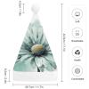 FHECVBN Adult Christmas Hat Mint Green Watercolor Daisy Printed Santa Hat Xmas Hat for Unisex New Year Festive Party view 2