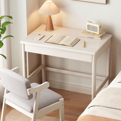 Yadlan Solid Wood Kids Study Desk, Home Office Small Children Study Desk with Drawer Small Space, Computer Workstation & Writing Table for Kids Bedroom White 80cm