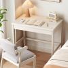 Yadlan Solid Wood Kids Study Desk, Home Office Small Children Study Desk with Drawer Small Space, Computer Workstation & Writing Table for Kids Bedroom White 80cm view 1