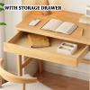 Yadlan Solid Wood Kids Study Desk, Home Office Small Children Study Desk with Drawer Small Space, Computer Workstation & Writing Table for Kids Bedroom White 80cm view 3