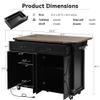JIJIWANG 53.5'' Farmhouse Mobile Kitchen Island with Power Outlet,Kitchen Storage Island with Drop Leaf and Spice Rack,Rolling Kitchen Cart on Wheels,Rustic Kitchen Islands for Dining Room,Black view 3