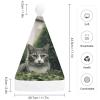 LPSBVNM Adult Christmas Hat,Cat on The Ground Printed Unisex Santa Hat New Year Holiday Decoration Hats for Christmas Festive Holiday Party Supplies view 2